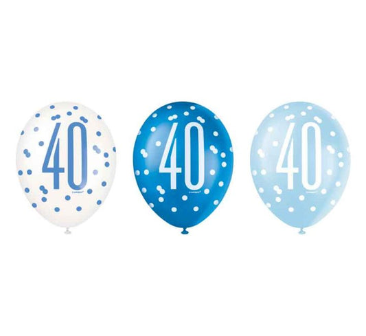 Unique Blue Glitz Happy 40th Birthday Balloons