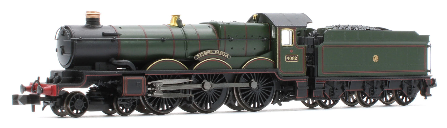 GRAHAM FARISH 372-035 GWR 4073 'CASTLE' 4082 'WINDSOR CASTLE' GWR LINED GREEN (SHIRTBUTTON)